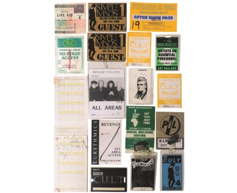 EARLY CULT - LOVE ERA BACKSTAGE PASSES. Collection of ephemera and memorabilia circa 1984 - 1986 to include: two pocket sized