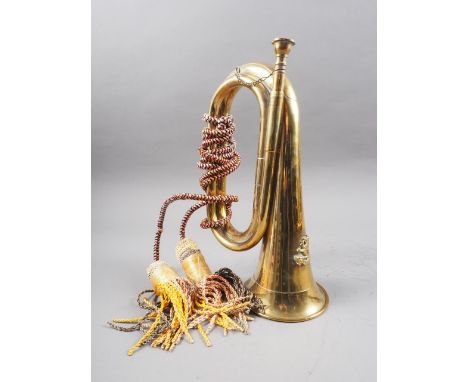 A brass regimental bugle, 10 3/4" long 