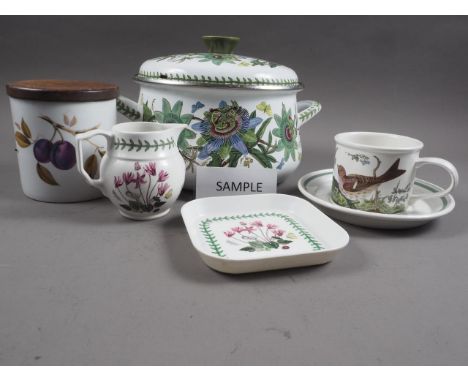 A Portmeirion part combination service, two Worcester storage jars, tureens, dishes, etc 