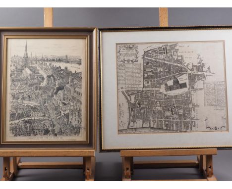 An 18th century engraving, "The wards of Farrington within and the Baynards Castl" in the City of London, black and white pri