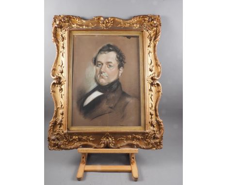 A mid 19th century pastel portrait on an unknown gentleman, 19" x 14", in gilt frame 