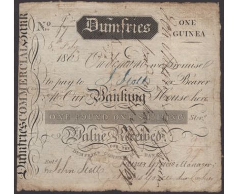 Dumfries Commercial Bank, 1 Guinea, 5 July 1805, serial number 9/97, several manuscript signatures, fine PMS DF 2 £100-£150