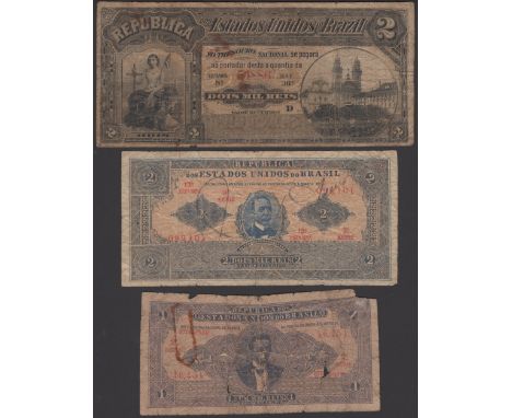Republica dos Estados Unidos, Brazil, 2 Mil Reis, ND (1890), Estampa 8A, serial number D 54886, single manuscript signature s