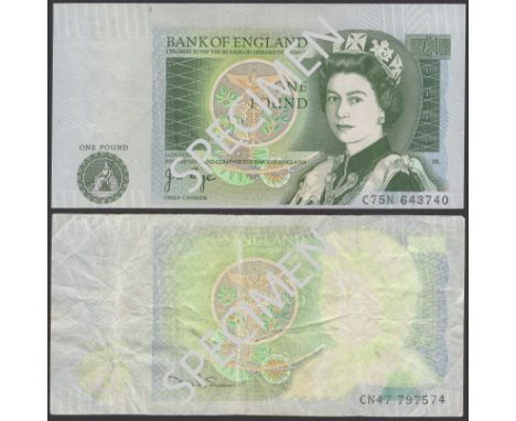 ERROR: Bank of England, John B. Page, £1, 9 February 1978, serial number C75N 643740, with slight misguillotining error, also
