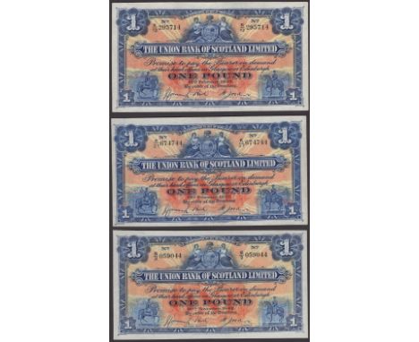 Union Bank of Scotland, a group of £1, 12 February 1937 (2), K/12, K/27, 30 November 1942, S/3, 31 July 1947, W/31, 7 April 1