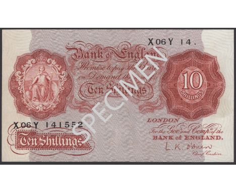ERROR: Bank of England, Leslie K. O’Brien, 10 Shillings, 21 November 1955, serial number X06Y 141552, with upper right serial