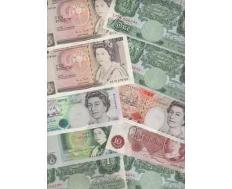 Bank of England, a group including Leslie K. O’Brien, £1 (4), 1955, serial number TK 903244-7, J.S Fforde, C26N (10), J.B Pag