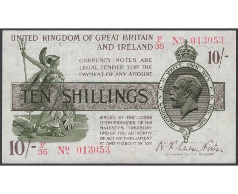 Treasury Series, Warren Fisher, 10 Shillings, 1919-1922, serial number F/35 013053, light handling, original, good extremely 