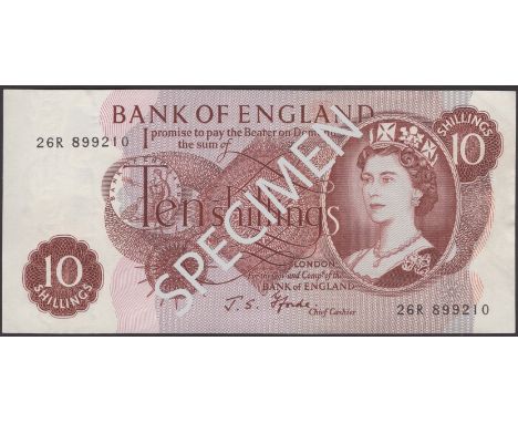 Bank of England, John S. Fforde, 10 Shillings, 15 February 1967, serial number 26R 899210, light handling, thus about uncircu