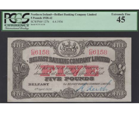 Belfast Banking Company Limited, £5, 6 April 1936, serial number C/H 6158, R. Keith manuscript signature, in PCGS holder numb