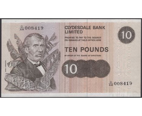 ERROR: Clydesdale Bank Limited, £10, ND (1978), serial number D/AM 008419, Hamilton signature and the entire date completely 