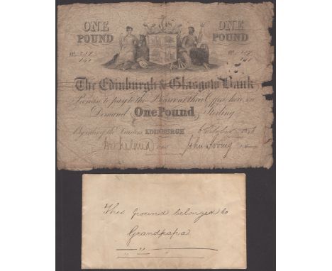 The Edinburgh & Glasgow Bank, £1, 6 October 1846, serial number 237/141, manuscript signatures, very good and very rare  PMS 