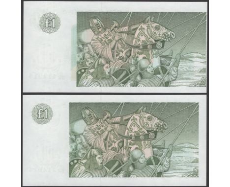 ERROR: Clydesdale Bank PLC, £1 (2), 9 November 1988, serial numbers D/DW 414914-15, Hamilton signature, second note featuring