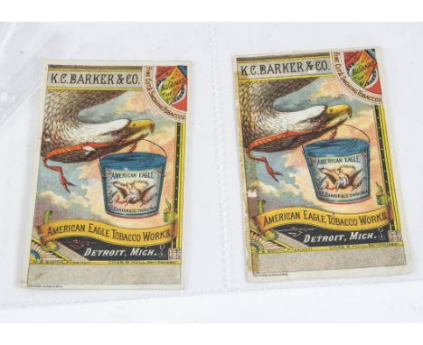 Foreign Tobacco Cards, K C Barker, American Eagle Tobacco Works, a selection, two Presidents of the US Cards (slight creasing