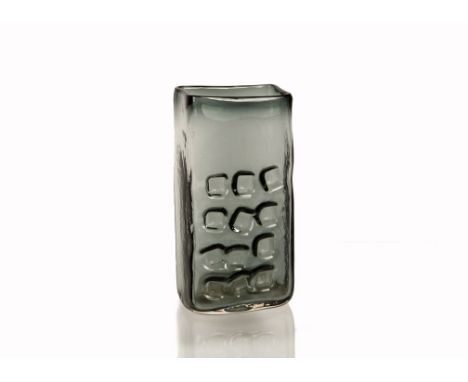 Geoffrey Baxter for Whitefriars, a Textured glass range 'Nuts 'n' Bolts' slab vase pattern 9668 in Indigo, 27 cmThis item has