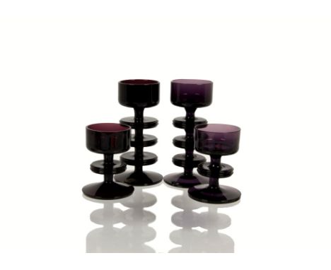 Ronald Stennett Wilson for Kings Lynn (Wedgwood) Glass, a quartet of RSW13 'Sheringham' candleholders comprising two single d