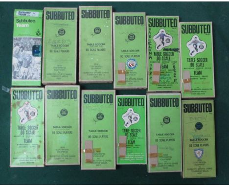 Twelve Boxed Subbuteo Teams to include Hamburg, Everton, CCCP, Sunderland, Leeds United, all with faults including damage, mi