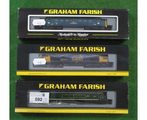 Three 'N' Gauge Cased Diesel Locomotives, comprising Ref No. 371276 Class 55 "The Fife And Forfar Yeomanry", BR blue, R/No. 5