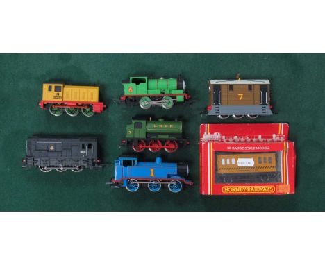 Three Hornby "OO" Gauge/4mm Unboxed "Thomas" Locomotives; a No.1, No.6 and No.7, plus a Ref No. R296 Boxed Track Cleaning Coa