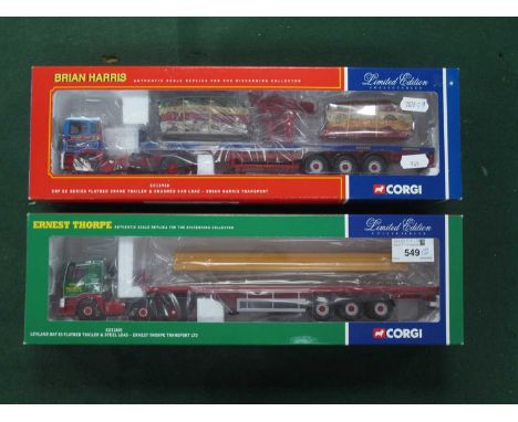 Two Corgi 1:50th scale diecast model commercial vehicles. #CC11805 Leyland DAF 85 Flatbed Trailer &amp; Steel Load - Ernest T