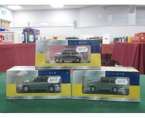 Three Vanguards Collectors Club 1:43rd Scale Diecast 'Chrome' Edition Model Vehicles comprising of #VA02536 Mini Cooper, #VA1