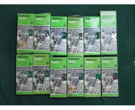 Twelve Boxed Subbuteo Teams to include Republic of Ireland, Liverpool, Burnley, Coventry, all with faults including damage, m
