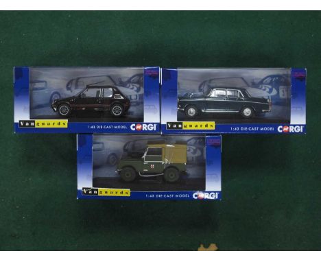 Three 1:43rd Scale Diecast Model Cars by Corgi, All Collector Club Members Exclusive Vanguards Editions to include #VA11105 L