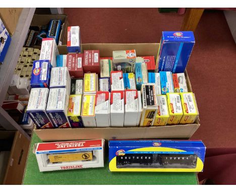 Thirty Plus "HO" Gauge Boxed Items of U.S.A Outline Rolling Stock, kit and "Ready to Run"m Gondola's, box cars, caboose's, Ho