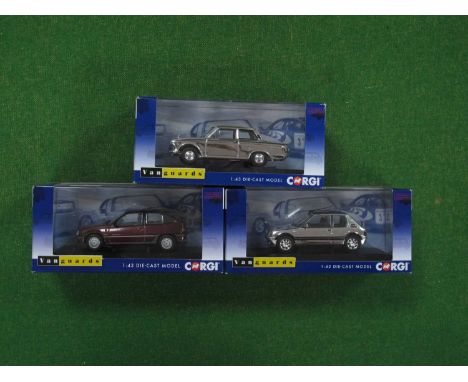 Three 1:43rd Scale Diecast Model Cars by Corgi, All Collector Club Members Exclusive Vanguards Editions to include #VA132058 