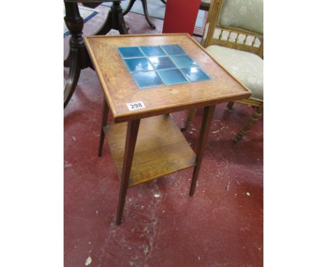 Oak 2 tier occasional table with tile top