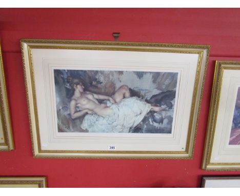 Large signed & blind stamped William Russell Flint print - Reclining nude