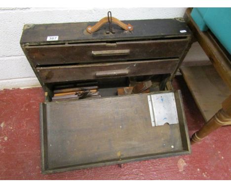 Wooden tool box & carpentry tools