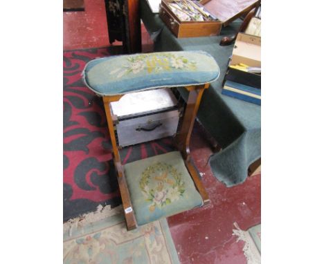 Oak & tapestry prayer stool