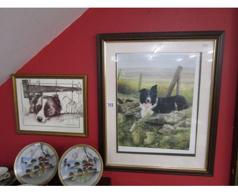 L/E signed print of sheep dog and another