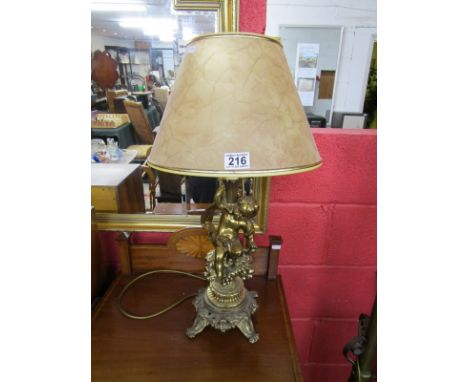 Brass cherub figure table lamp