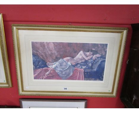Large signed William Russell Flint print - Reclining nude