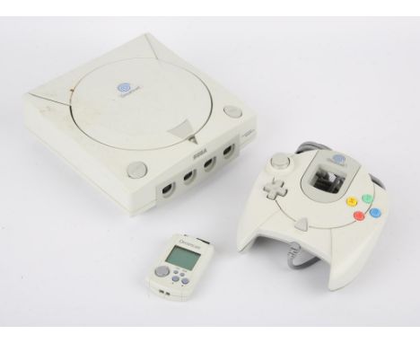 Sega Dreamcast Console - UnboxedThis lot contains an unboxed Sega Dreamcast, wires, Official controller and official VMU Memo