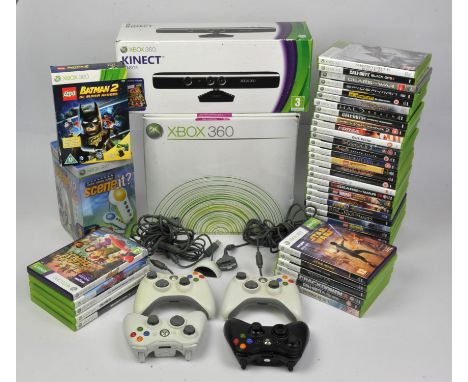 Microsoft Xbox 360, Kinect, 35+ Games & Controllers. This massive lot contains a boxed Xbox 360, the console is complete in b
