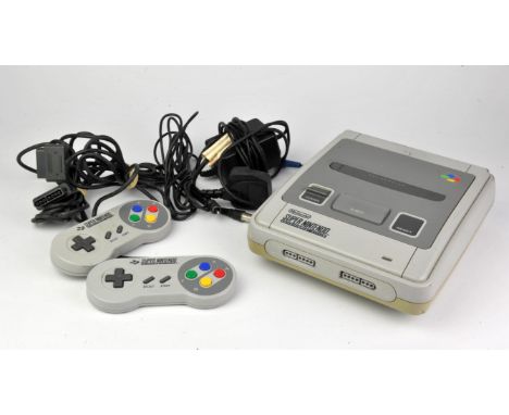 Super Nintendo Entertainment System 'SNES' Console - Unboxed. This lot features an unboxed SNES console, the necessary wires 