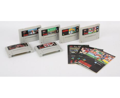 Super Nintendo SNES Sports Games Collection. This lot contains six loose cartridge sports titles released on the SNES. PGA To