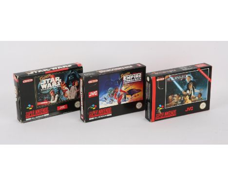 SNES Star Wars Trilogy - Boxed. This lot contains the three mainline Star Wars games released on the Super Nintendo, Super St