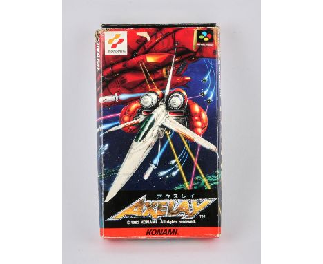 Axelay - Japanese Super Nintendo/Famicom SNES Boxed. This lot includes a boxed copy of one of the rarer shooters on the Super