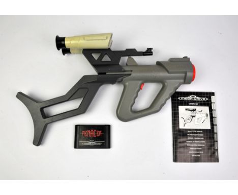 Official Sega Menacer Gun (W/ 6 in 1 Cart), Unboxed. This lot features the official Sega Menacer light gun, includes the six 
