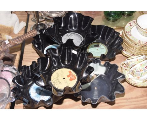 A collection of six vintage vinyl bowlsThe bowls to include examples from Saturday Night Fever, Songs in the Key of Life, His