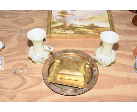A Shen Shao’An Ware lacquer lidded box and dishThe box and dish decorated in gilt with traditional Chinese scenes, together w