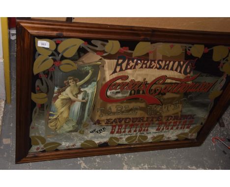 A vintage pub mirror advertising sign The sign with coloured lettering 'refreshing Carter's carbonated table water' set with 