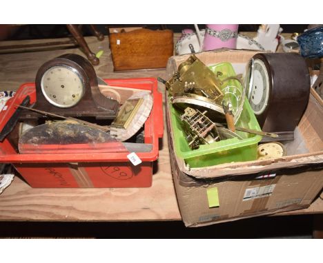 A large quantity of clock faces and mechanismsTo include movements, dials, mantle clocks and other associated ephemera (qty) 