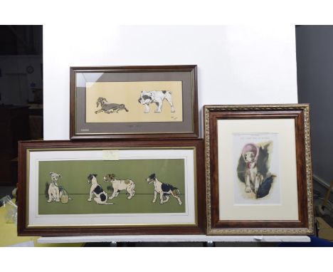 A collection of three Cecil Aldin fine art printsThe first 'The light side of nature' depicting a dog in a bonnet and signed 