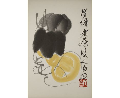 AN ALBUM OF CHINESE WOODBLOCK PRINTS 20TH CENTURY Containing twenty-two prints of works by Qi Baishi, depicting various flowe