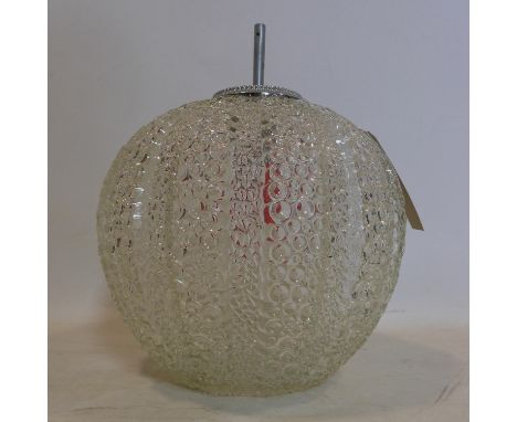 A 1960/70's globular glass ceiling light shade fitting, H.32cm 